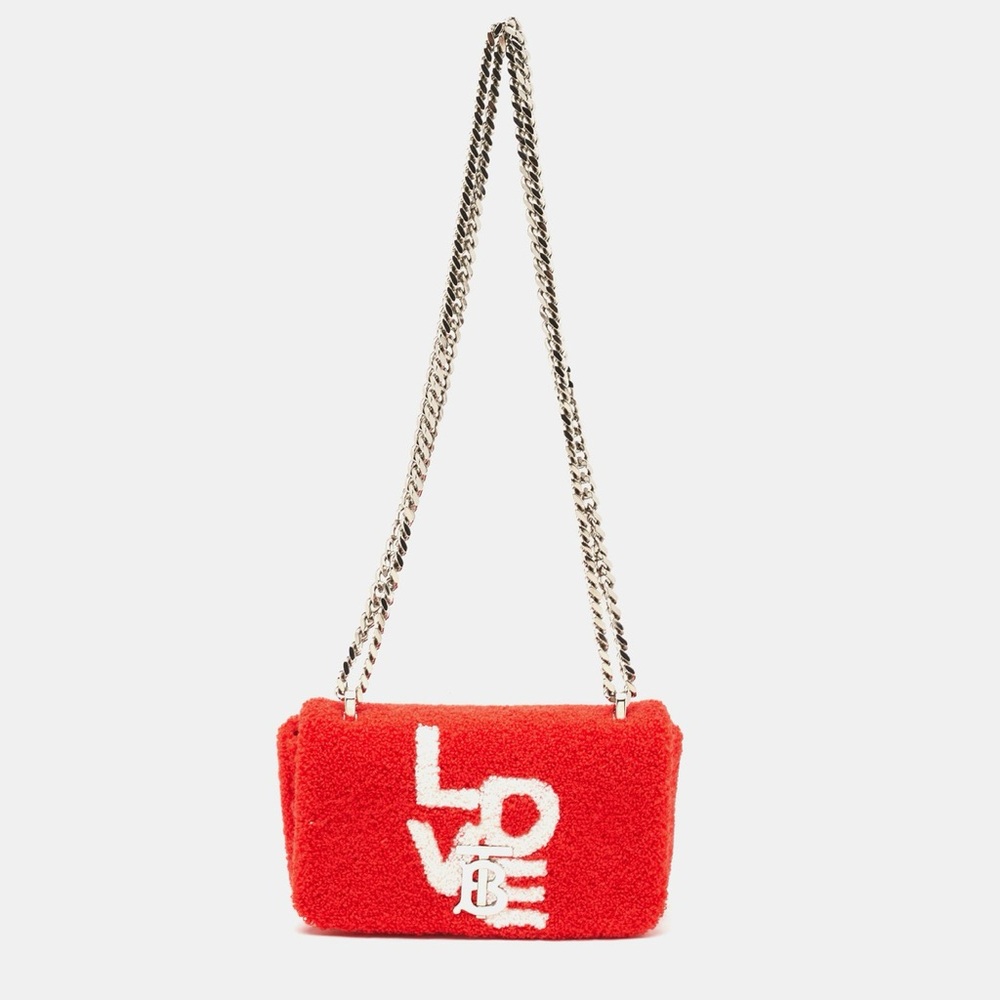 Burberry Red Love Terry Cloth Lola Chain Shoulder Bag